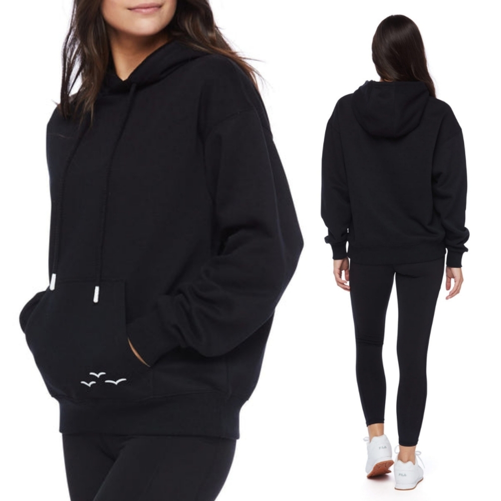 XS Lazypants Chlo "White Birds" Relaxed Fit Hoodie in Black for Women